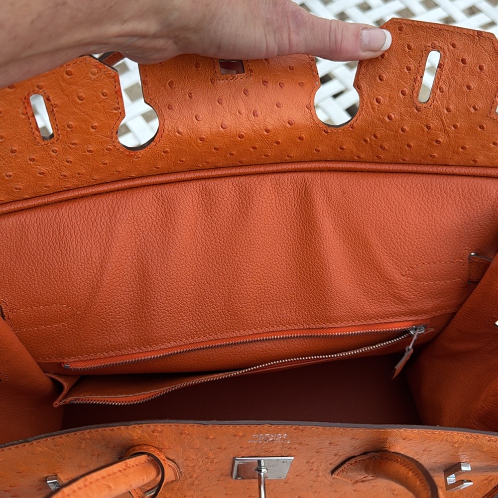Hermes Tangerine Ostrich Birkin 35 Palladium Hardware, 2004 - Picture 3 of 12